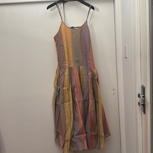 Rujuta Sheth Large Leila Dress Pastel Stripe Print Free People NWT - Picture 3 of 6